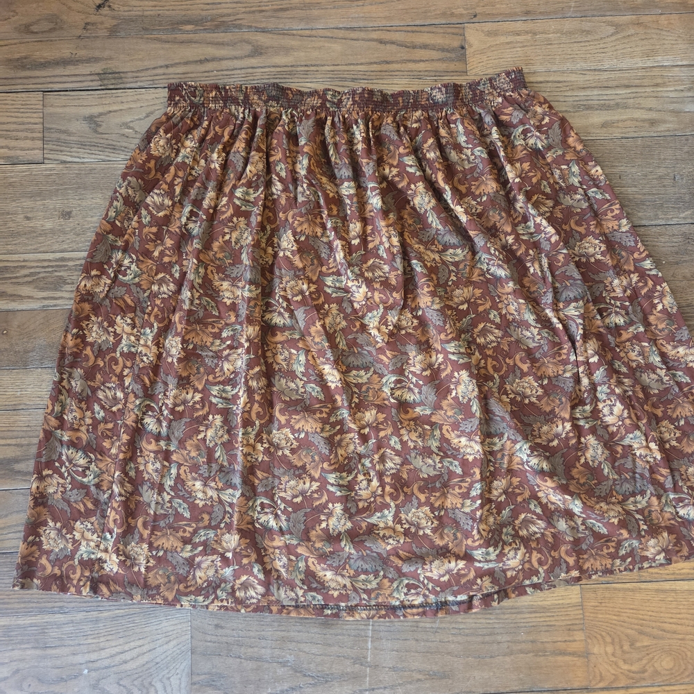 Women's Floral Midi Skirt in Rust